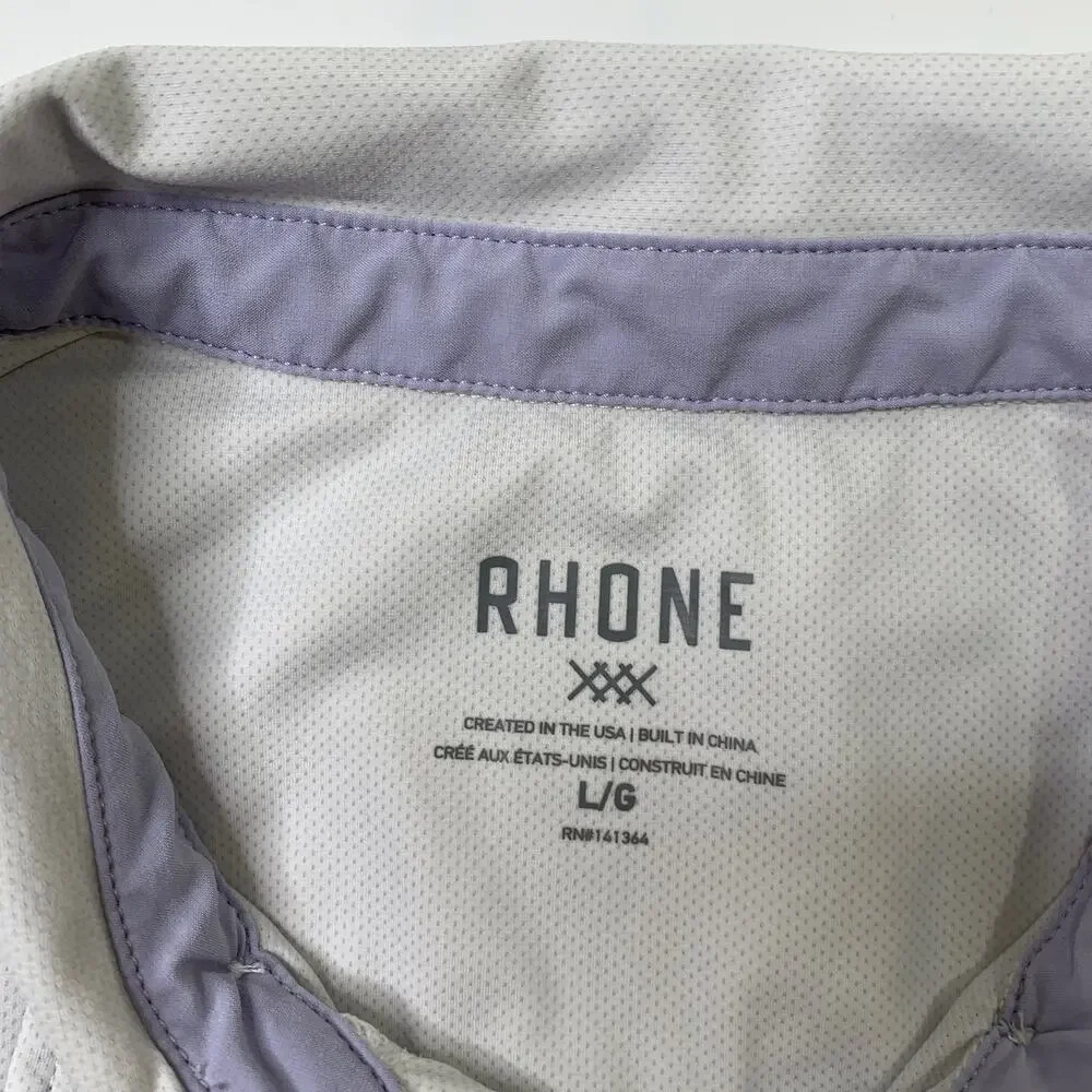 Rhone Shirt Men L Large Light Gray Delta Pique Polo Lightweight Mesh Active Polo